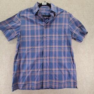 Tasso Elia Mens Plaid Button Up Shirt Short Sleeve Cotton Size M